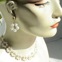 お花デザインのパールネックレス＆ピアス（NEW)