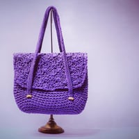 Bag｜1970年代 パープルのかぎ針編みが美しいbag（70's vintage ITALY）