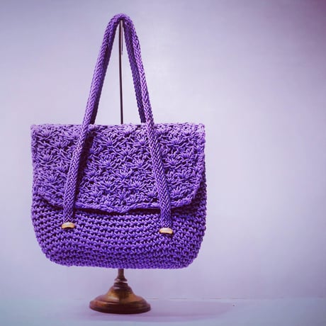 Bag｜1970年代 パープルのかぎ針編みが美しいbag（70's vintage ITALY）