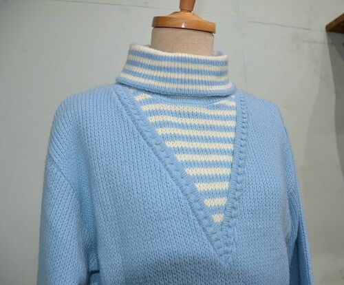 SOSスキーセーター 小さいサイズ 綿混スキッパーボーダーニット 低身長さん・小柄