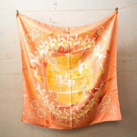 Scarf｜Hermes シルクスカーフ カレ サ ーモンピンク(80’s vintage France)