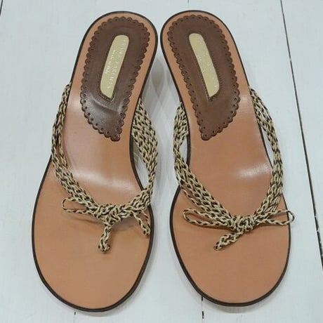 ☆26周年記念　第3弾　サンダル大SALE☆レザートングサンダル（ブラウン 39）made in Italy（NEW）