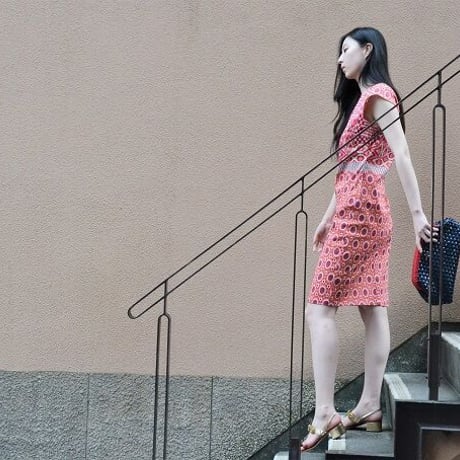 Franceブランド「Derhy」フレンチスリーブのピンクdress（NEW)