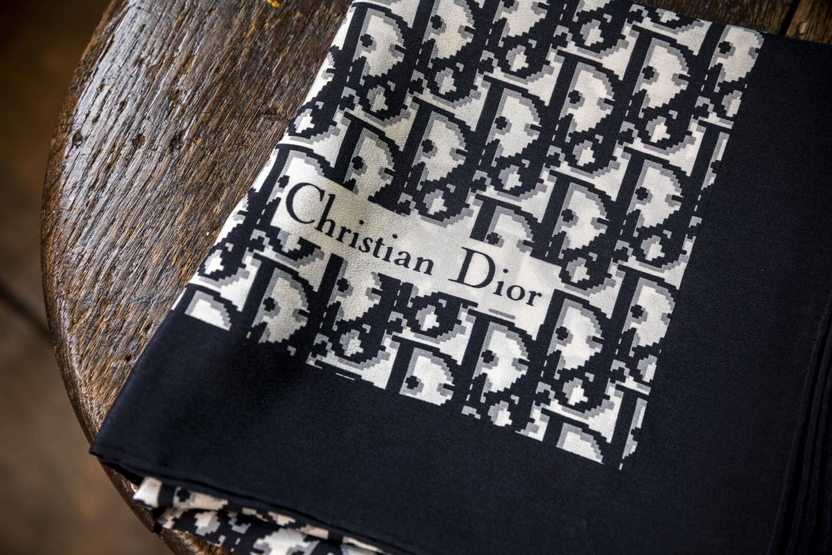 Scarf|Christian Dior シルクスカーフBLACK(60's vintage Scarf|Christian Dior シルクスカーフBLACK(60's vintage