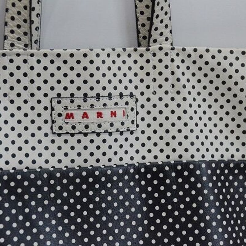 【MARNI】水玉 プリント トートバッグ MARNI マルニの水玉レザートート リバーシブル♪(USED) | Mirriam