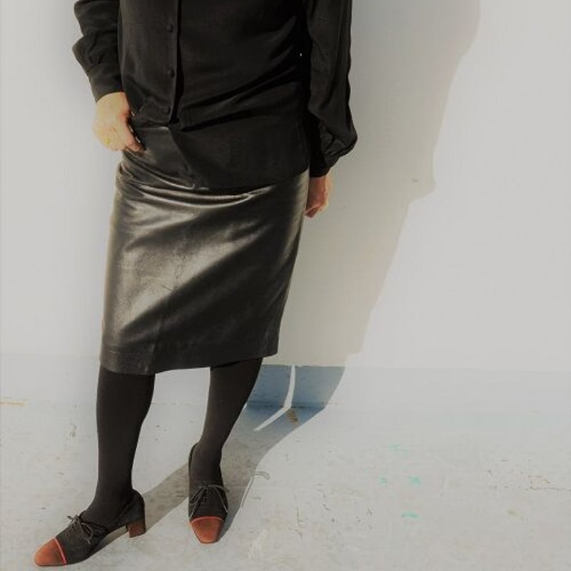 agnes b. 羊革 GENUINE LEATHER レザースカートフランス製 Wear｜1980年代 agnes b.ブラックレザースカート（80's vintage