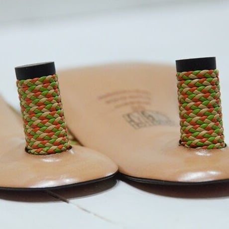 ☆26周年記念　第3弾　サンダル大SALE☆レザートングサンダル（オレンジ 38）made in Italy（NEW)