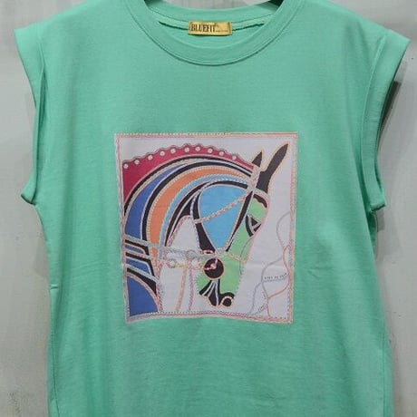 ホース柄のTEE  グリーン（NEW)
