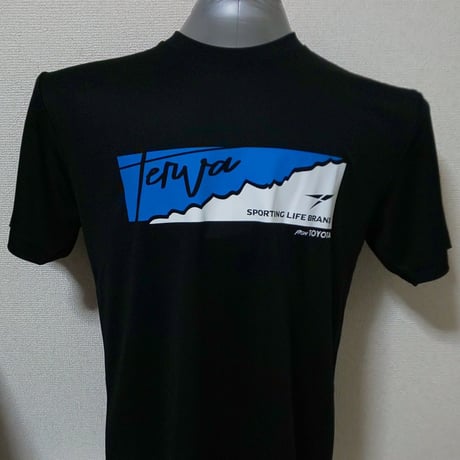 T-SKY001-BK　TERVA　スカイ　クイックドライＴシャツ/ブラック（ブルー×ホワイト）