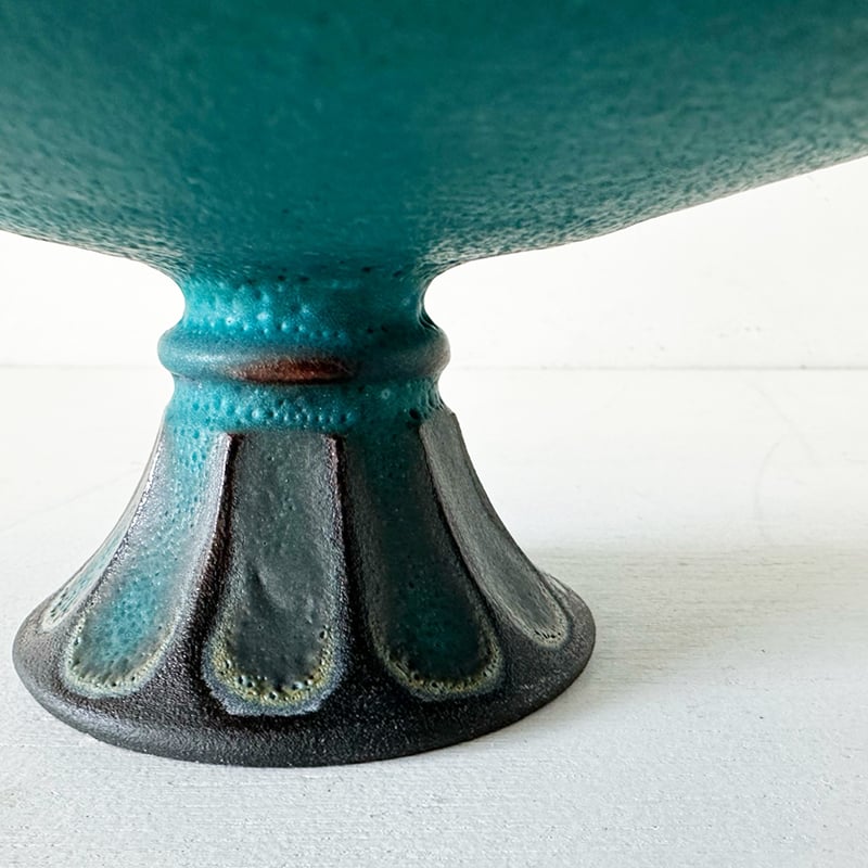 クラックガラス 花器 フルーツコンポート アメジストターコイズ クラックガラス 花器 フルーツコンポート アメジストターコイズ