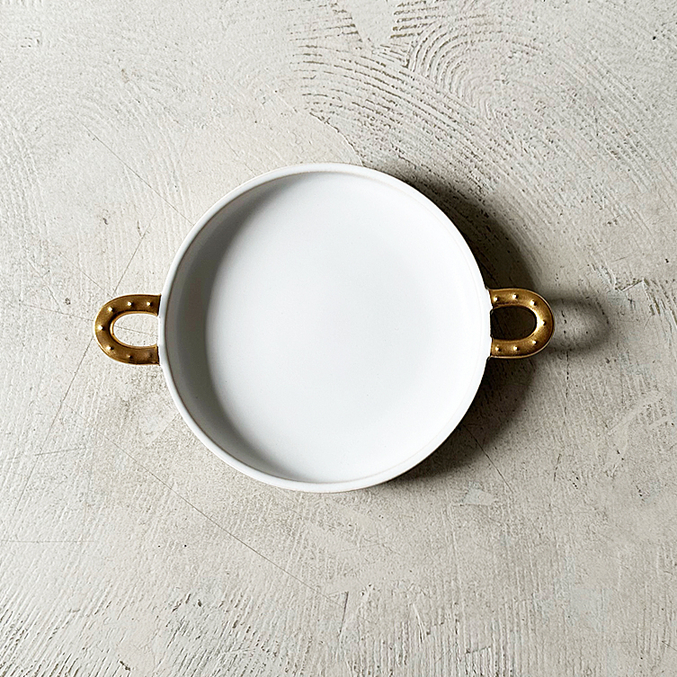 馬蹄取っ手付皿 ゴールド | 天龍窯 オンラインストア