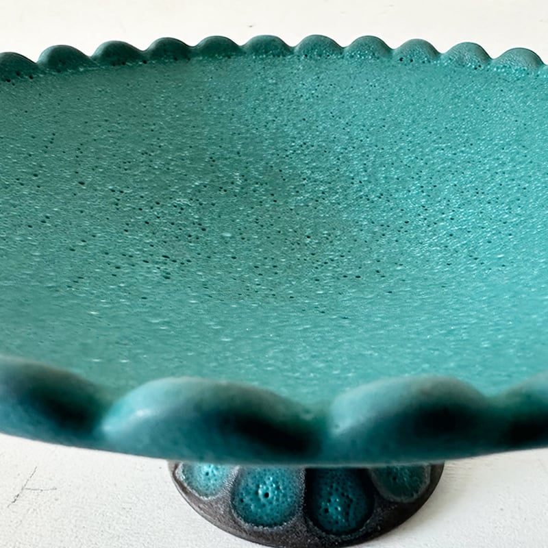 花びらコンポートL ターコイズ | 天龍窯 オンラインストア