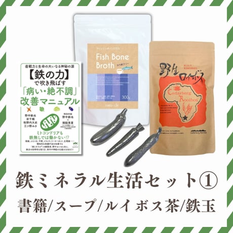 （8/18～価格改定）【鉄ミネラル生活セット①】鉄ミネラル生活を始める！（書籍・スープ・ルイボス茶・鉄玉）