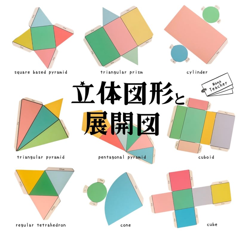 郵送教材】立体図形と展開図 (厚紙のお届け＋ラミネート1枚＋PDFデータ