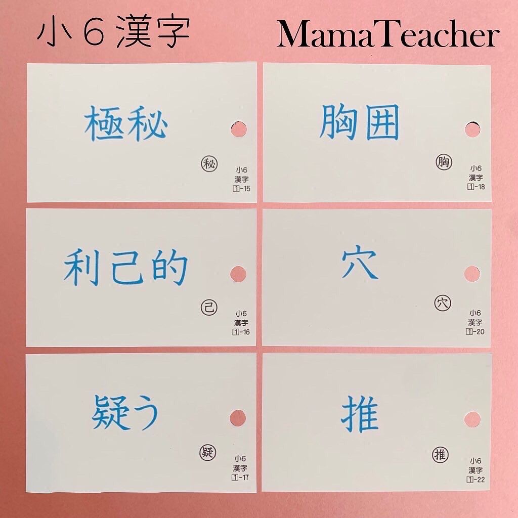 小6漢字4冊セット】中学受験・高校受験対策に 暗記カード 繰り返し印刷