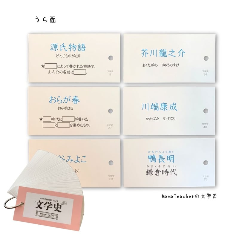 【中学受験】文学史カード（カット前）他3点 中学受験】文学史カード（カット前）他3点