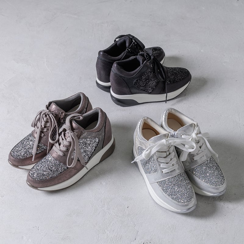 XJ151 GLITTER LACEUP NHEEL SNEAKER | MUUM