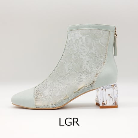 FLOWER LACE CLEAR HEEL BOOTS/975