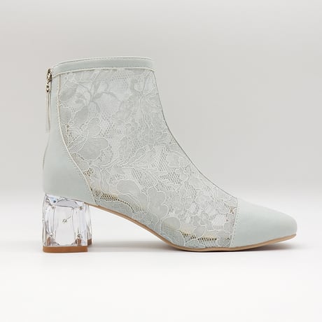 FLOWER LACE CLEAR HEEL BOOTS/975
