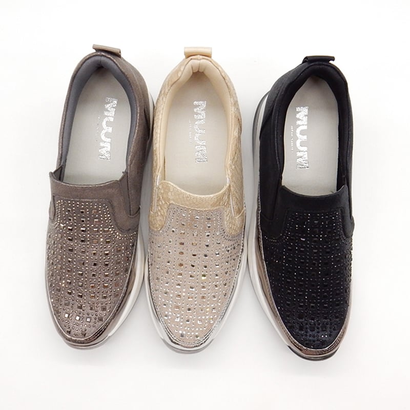 小物 muuu WX9882 SQUARE BIJOU SLIP-ONS SNEAKER | MUUM