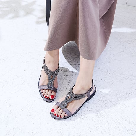 XJ341 LINESTONE BACK BELT SANDALS