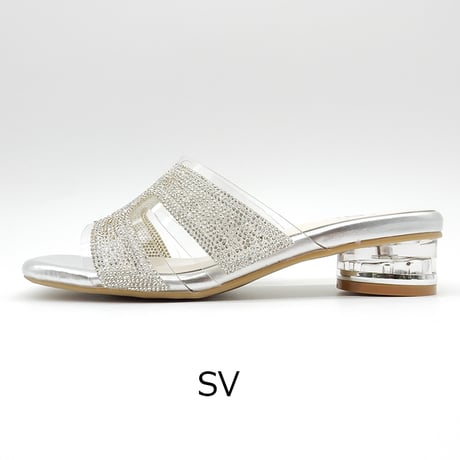 XJ1162  RHINESTONE CLEAR HEEL MULE SANDAL