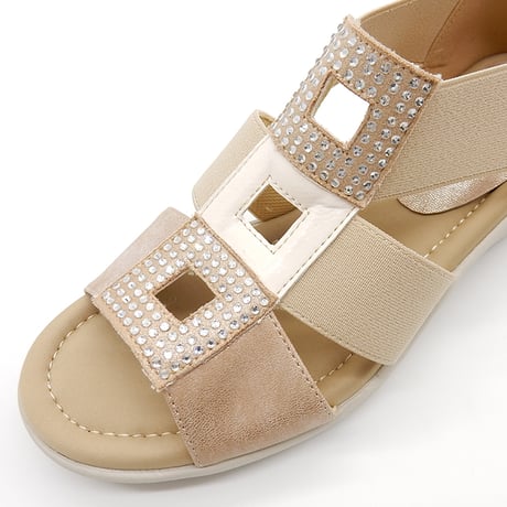 XJ6897  SQUARE BIJOU LUBBER SANDALS