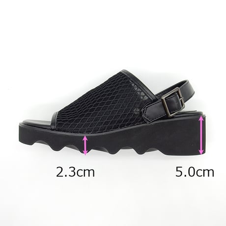 6142 ２WAY MESH BELT PLATFORM SANDALS
