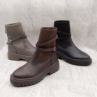 WX8804 CROSS BELT KNIT SHORT BOOTS