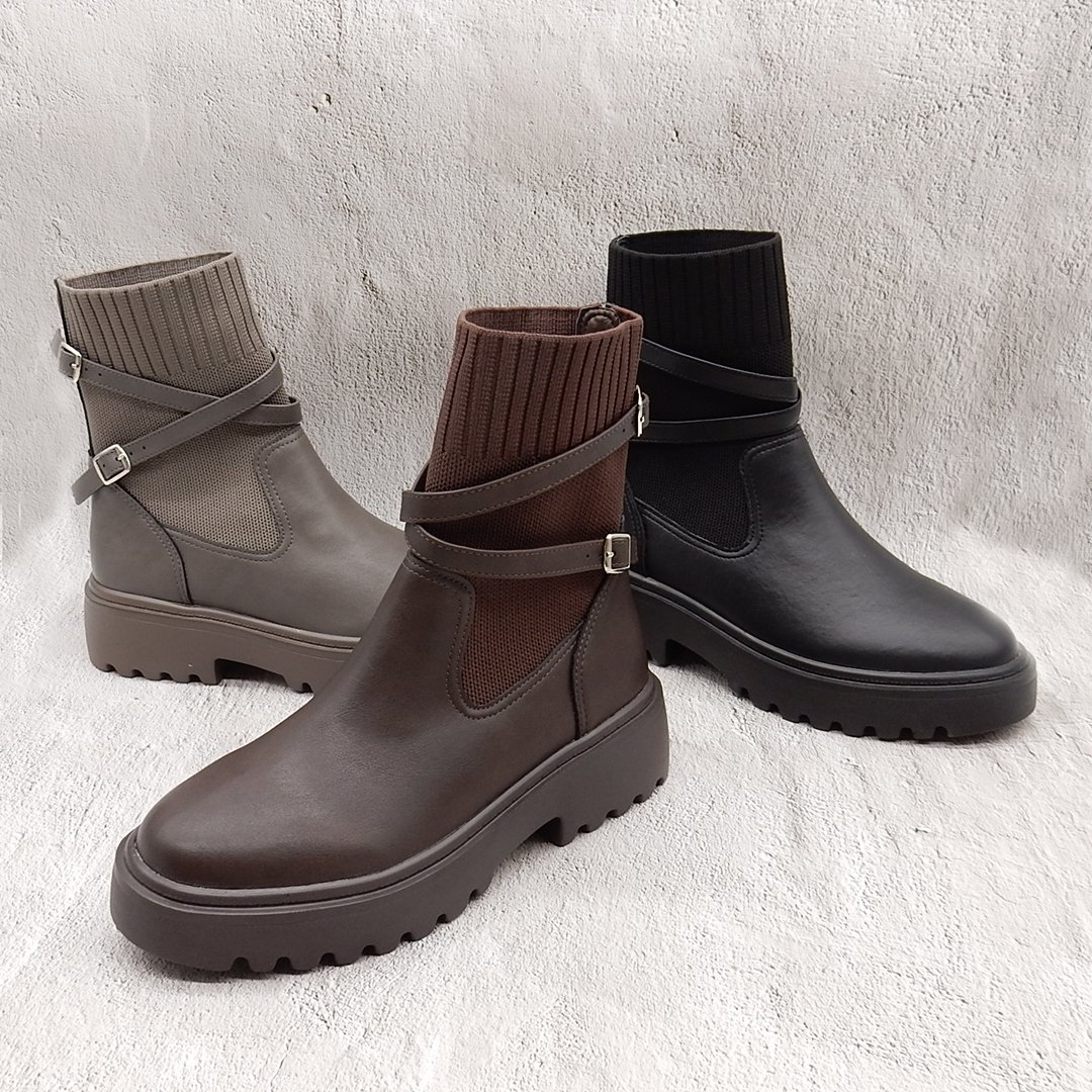 WX8804 CROSS BELT KNIT SHORT BOOTS | MUUM