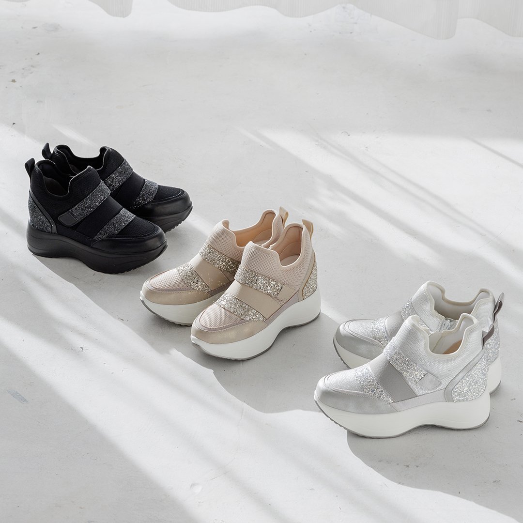 デュエット ホワイトフレーム WX302 DOUBLE BELT GLITTER SNEAKERS | MUUM