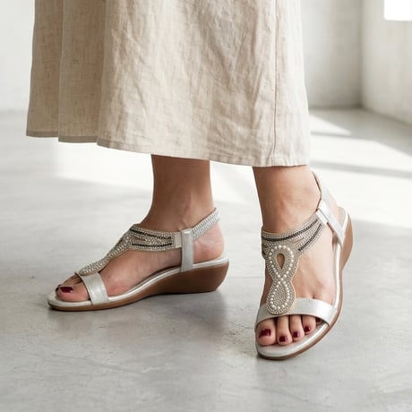 XJ341 LINESTONE BACK BELT SANDALS
