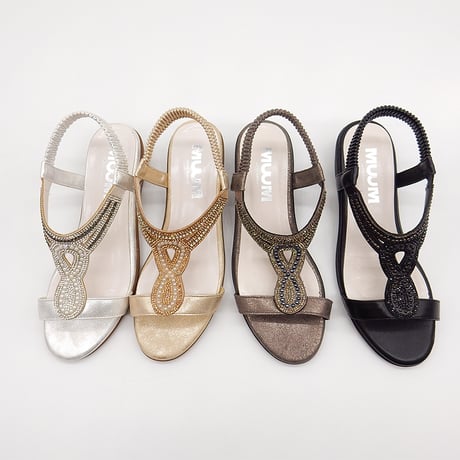 XJ341 LINESTONE BACK BELT SANDALS