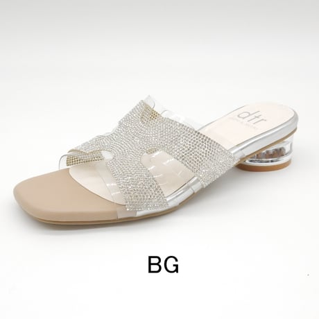XJ1162  RHINESTONE CLEAR HEEL MULE SANDAL