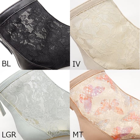 FLOWER LACE CLEAR HEEL BOOTS/975