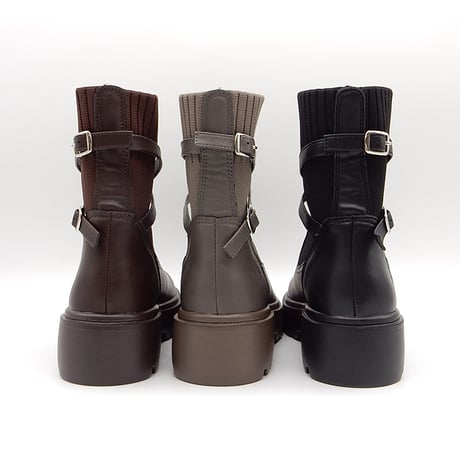 WX8804 CROSS BELT KNIT SHORT BOOTS
