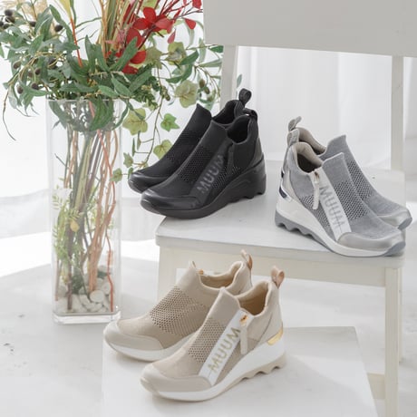WX2100 LOGO KNIT WEDGESOLE SNEAKERS