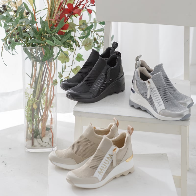 WX2100 LOGO KNIT WEDGESOLE SNEAKERS | MUUM