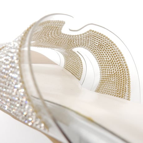 XJ1162  RHINESTONE CLEAR HEEL MULE SANDAL