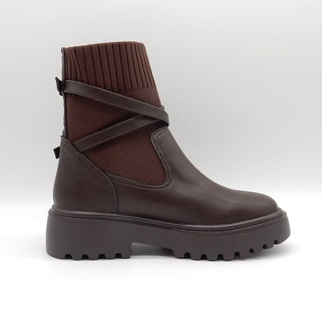 WX8804 CROSS BELT KNIT SHORT BOOTS