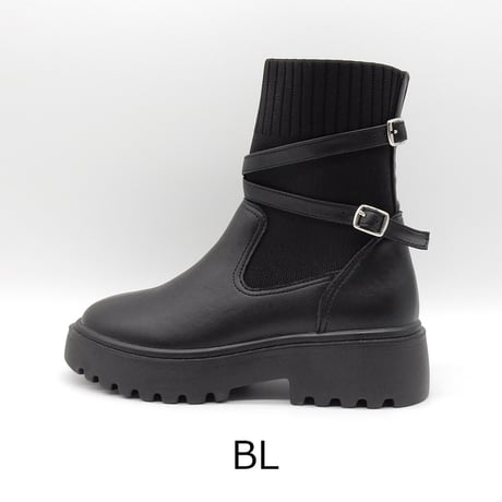 WX8804 CROSS BELT KNIT SHORT BOOTS