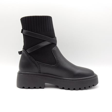 WX8804 CROSS BELT KNIT SHORT BOOTS