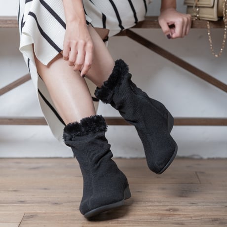 7349 FAKE FUR KNIT BOOTS