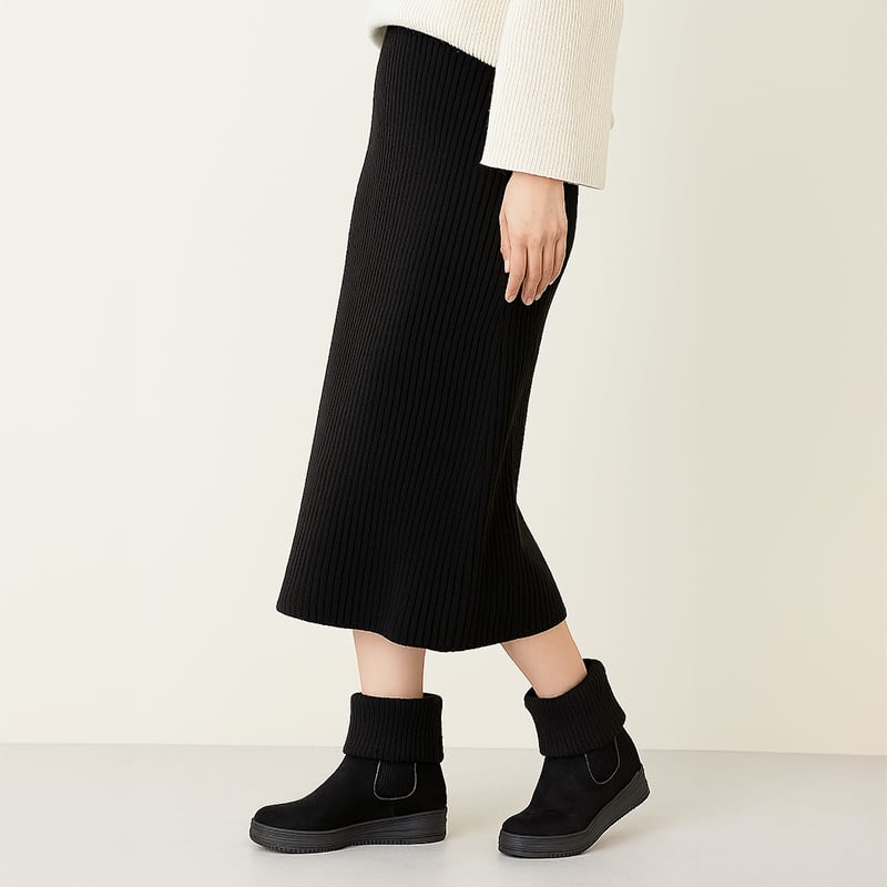 XJ7870 LIB KNIT INHEEL SHORT BOOTS | MUUM
