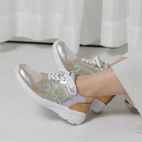 WX4201 SIDE FLOWER LACEUP SNEAKERS
