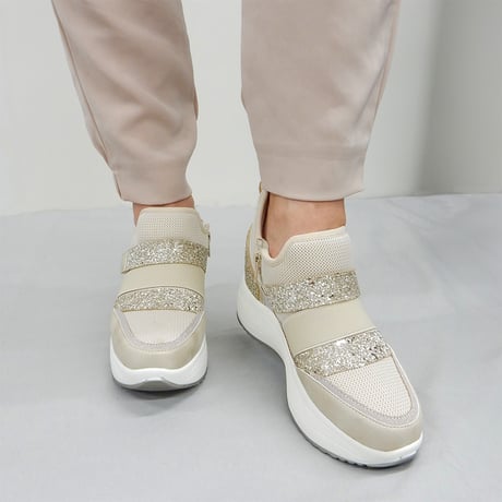 DOUBLE BELT GLITTER SNEAKERS/32
