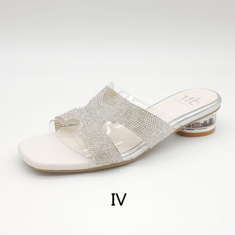 XJ1162  RHINESTONE CLEAR HEEL MULE SANDAL