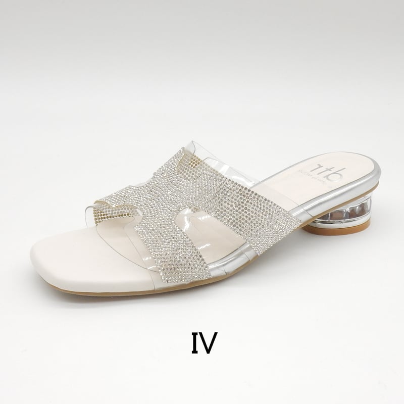 XJ1162 RHINESTONE CLEAR HEEL MULE SANDAL | MUUM