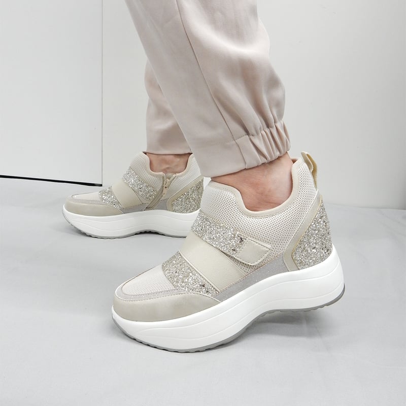 DOUBLE BELT GLITTER SNEAKERS/32 | MUUM