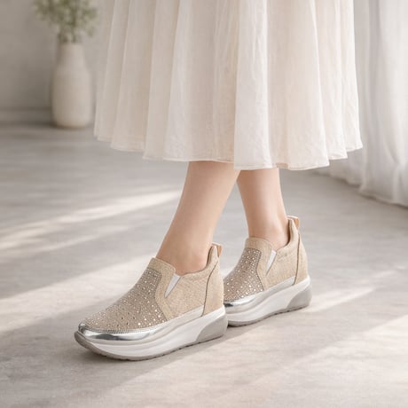 WX9882 SQUARE BIJOU SLIP-ONS SNEAKER